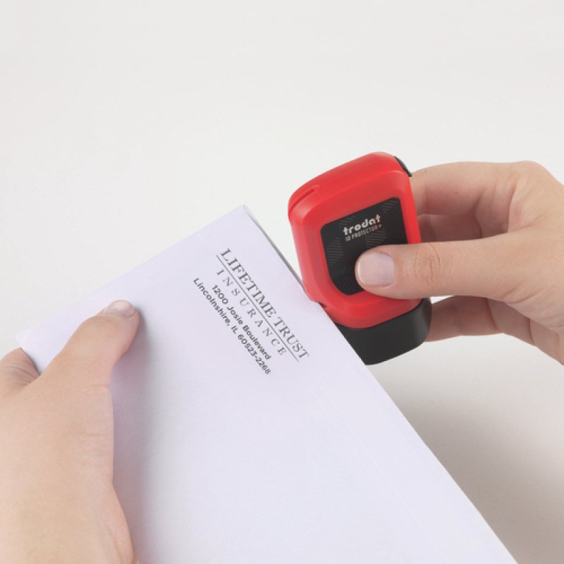 Trodat ID Protector Ink Roller Incl. Box/Letter Opener, Flame Red, Black Pad, Eng Pack