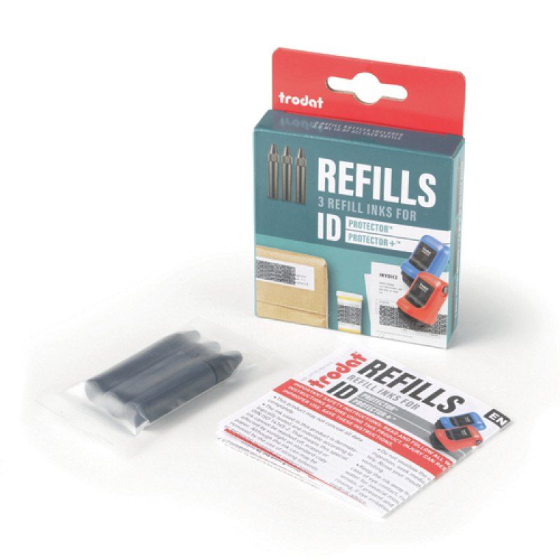 Trodat Refill Inks ID Protector And ID Protector , Ink Black, 3 Pieces Eng Packaging