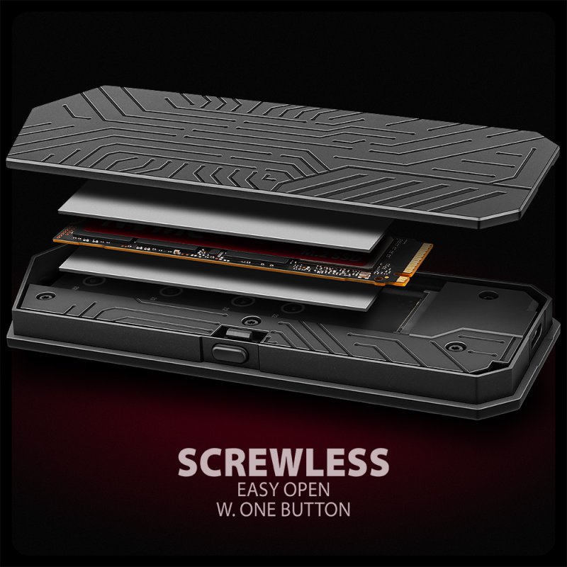 Axagon EEM2-GAM, USB-C 10Gbps - NVMe & SATA SSD GAME M.2 box, bezšroubkový Enceinte ssd Noir