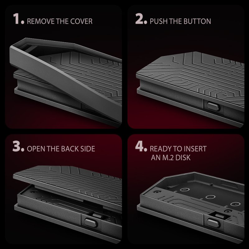 Boitier externe USB-C 3.2 Axagon EEM2-GAM - S-ATA/NVMe M.2 Type 2280 (Noir)