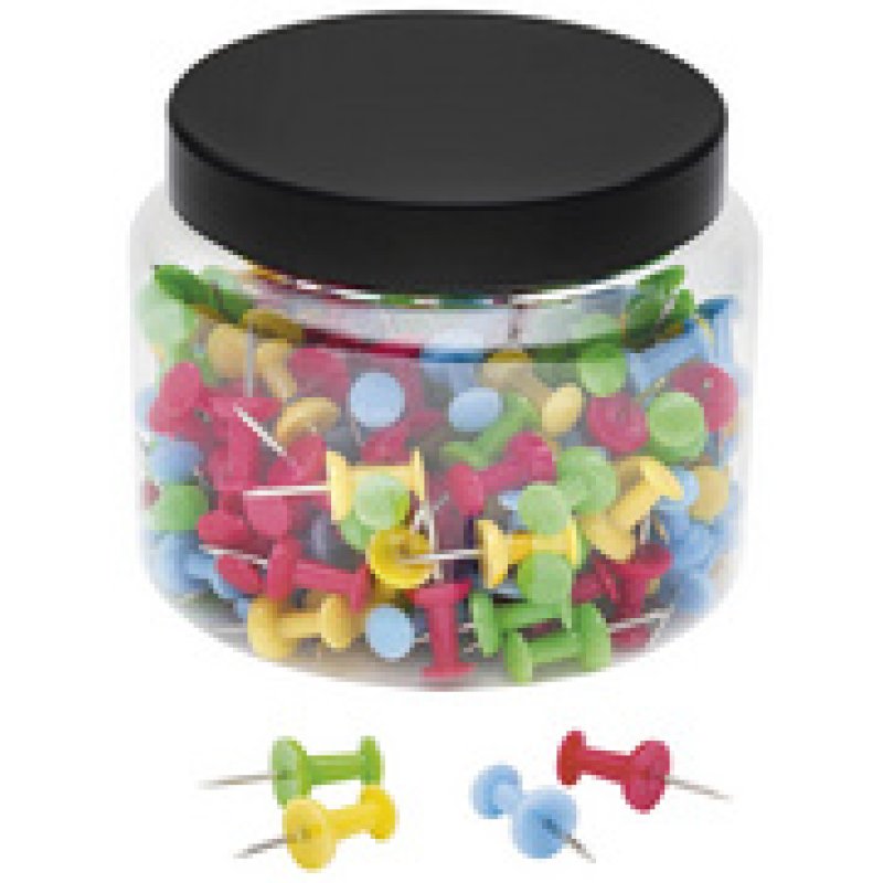 WEDO Punaises, dans une boîte transparente, couleurs assorti