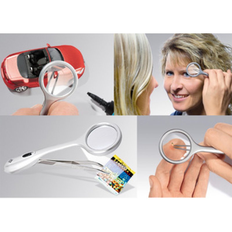 WEDO Pince à épiler avec loupe "Trizette", avec lumière LED