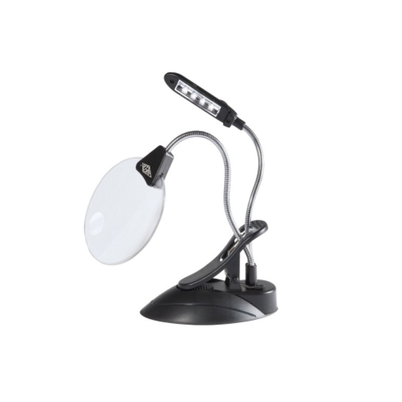 WEDO Loupe de table avec lampe LED, avec serre-joint, noir