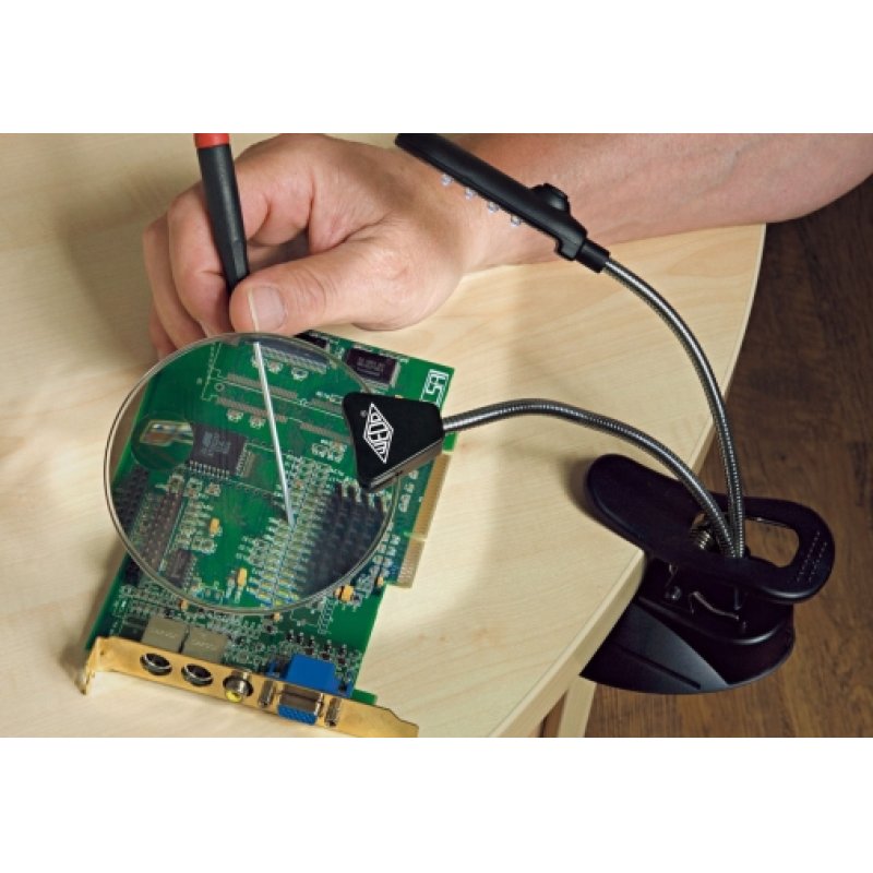 WEDO Loupe de table avec lampe LED, avec serre-joint, noir