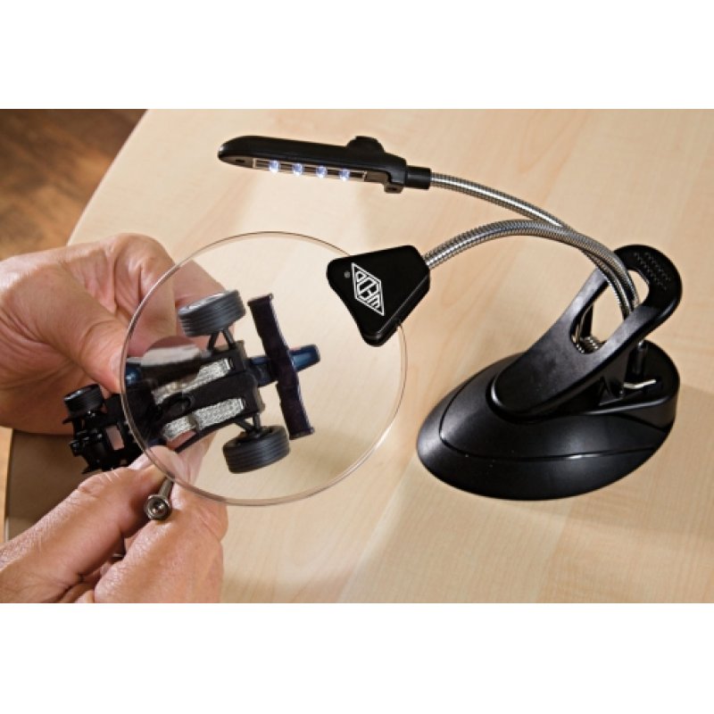 WEDO Loupe de table avec lampe LED, avec serre-joint, noir
