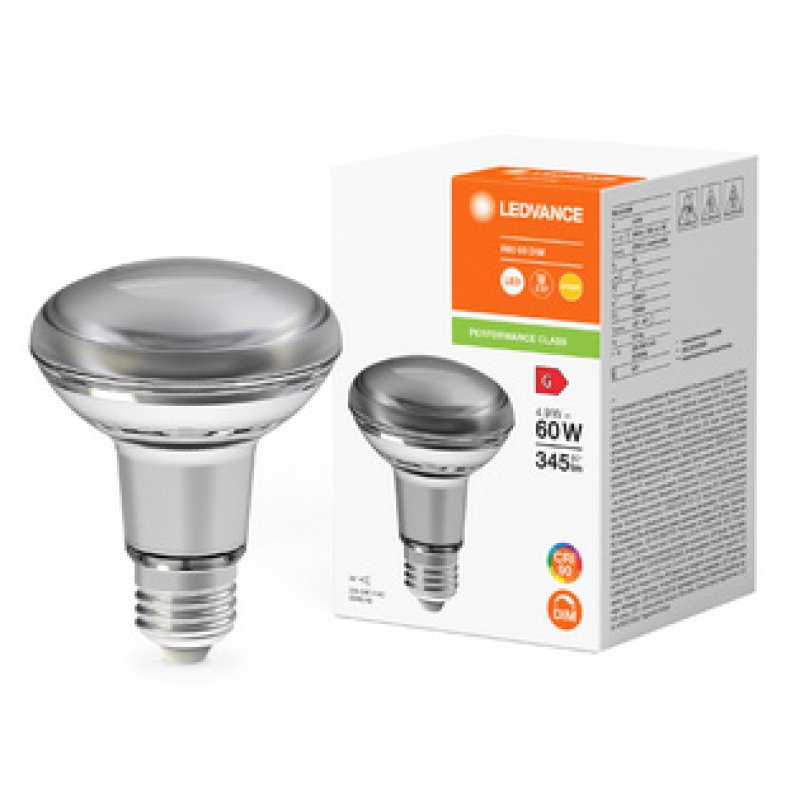 LEDVANCE Ampoule LED R80 DIM, 8,5 Watt, E27 (827)