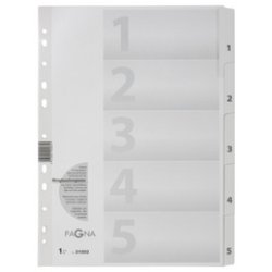 PAGNA Intercalaires, carton, chiffres 1 - 5, A4, 5 touches