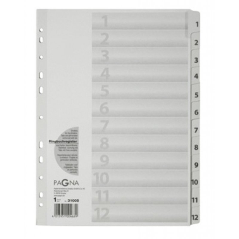 PAGNA Intercalaires, carton, chiffres 1 - 12, A4, 12 touches