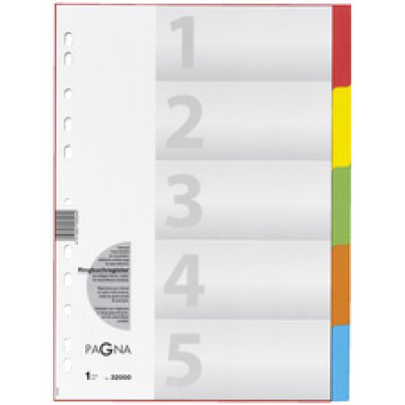 PAGNA Intercalaires en carton, A4, 6 touches, 6 couleurs