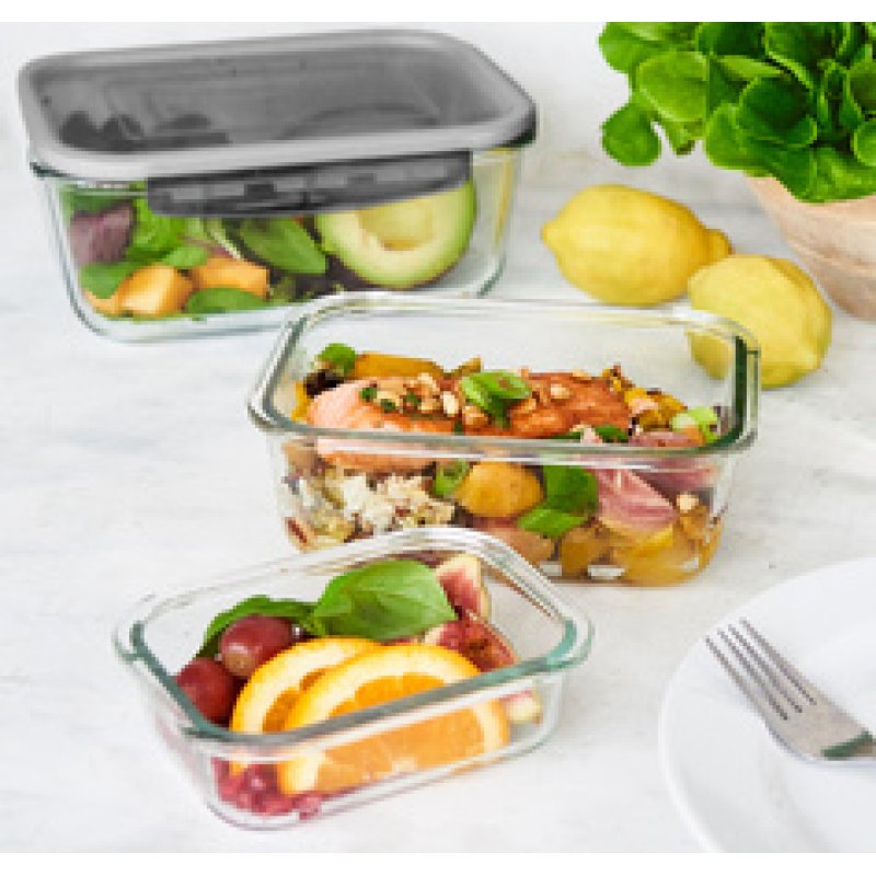 GastroMax Boîte de conservation en verre, 0,25 litre, gris