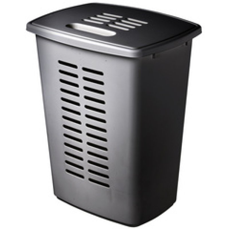 orthex Panier à linge avec couvercle, 60 litres, gris foncé