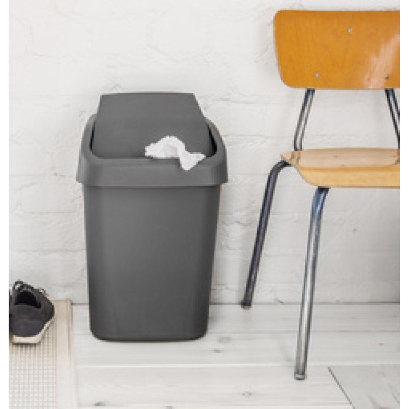 orthex Poubelle à couvercle basculant, 50 litres, gris foncé