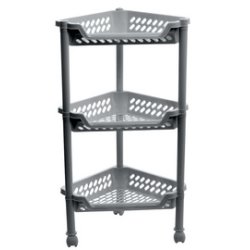 plast team Chariot de rangement, à 3 corbeilles, argent