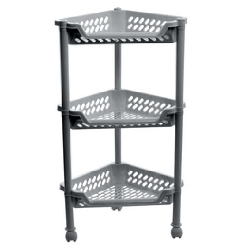 plast team Chariot de rangement, à 3 corbeilles, argent