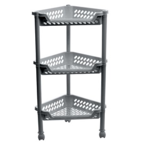 plast team Chariot de rangement, à 3 corbeilles, argent