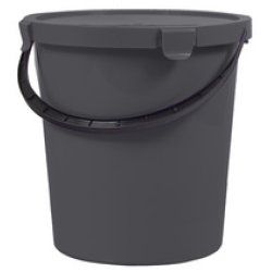 plast team Seau à cueillette avec couvercle, 5 L, gris foncé