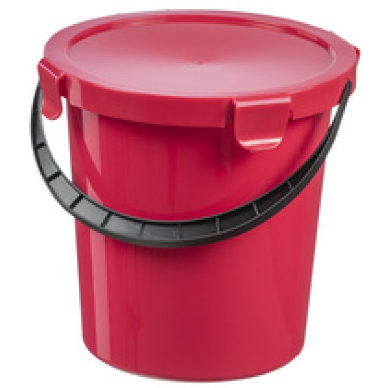 plast team Seau à cueillette avec couvercle, 5 L, rouge