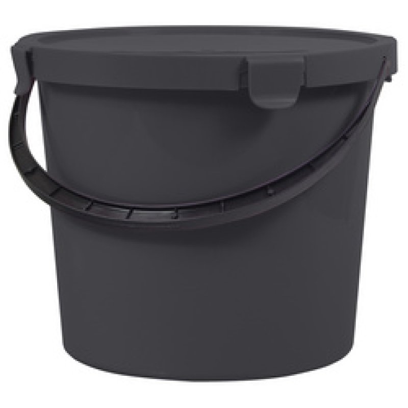 plast team Seau à cueillette avec couvercle,10 L, gris foncé
