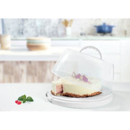 plast team Plat & cloche à gâteau, rond, transparent/gris