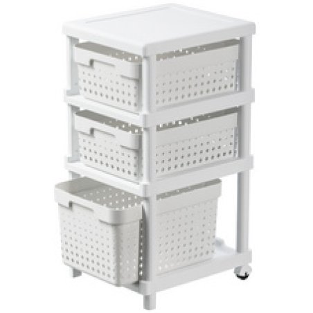 NHG Étagère SEOUL 3 niveaux, incl. bacs de rangement