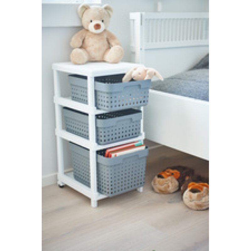 NHG Étagère SEOUL 3 niveaux, incl. bacs de rangement