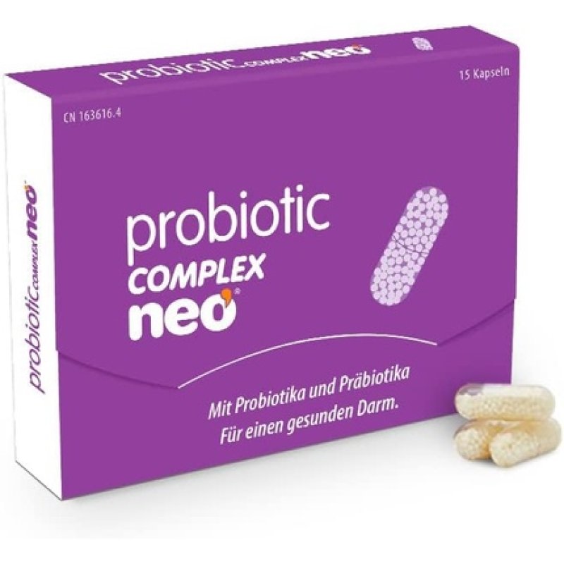NEO Probiotic Complex 15 Capsules with Probiotics and Prebiotics Supports Gut Flora and Wellbeing 9 Probiotic Strains
