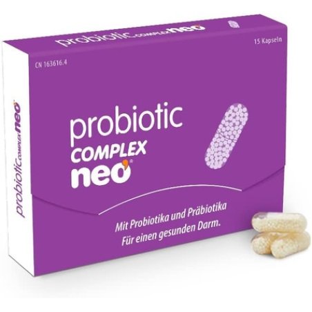 NEO Probiotic Complex 15 Capsules with Probiotics and Prebiotics Supports Gut Flora and Wellbeing 9 Probiotic Strains