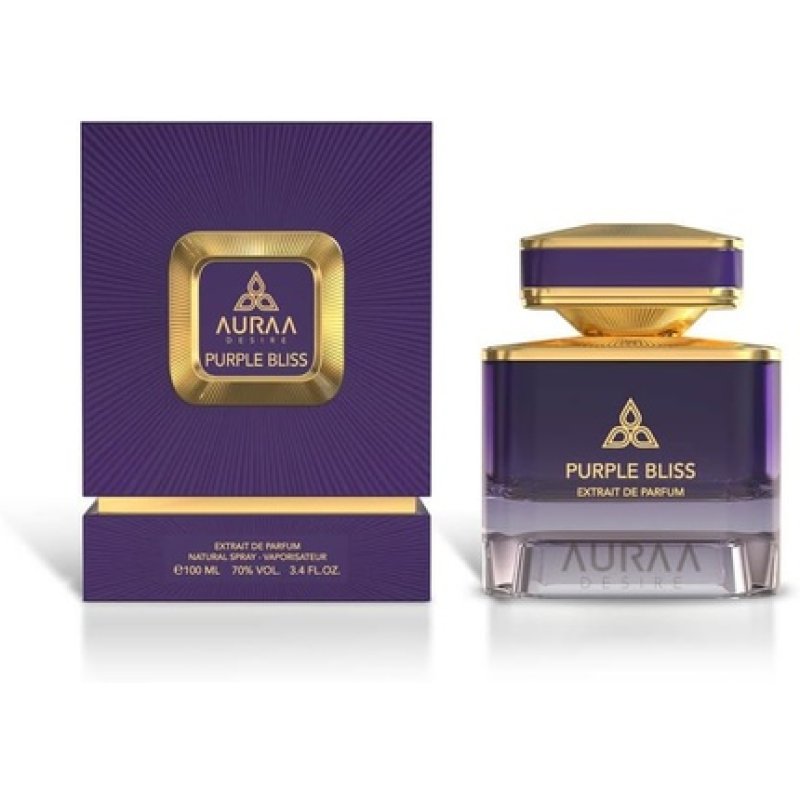 Purple Bliss Extrait De Perfume 100ml by Auraa Desire Fresh Spicy Mineral Fragrance for Men Mandarin Saffron Violet