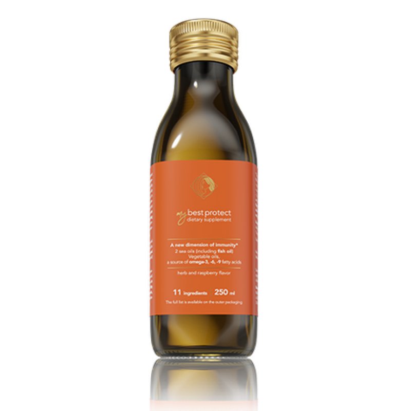 Immunity Support Oil Omega 3-6-9 Vitamins for All Ages MyBestProtect Raspberry