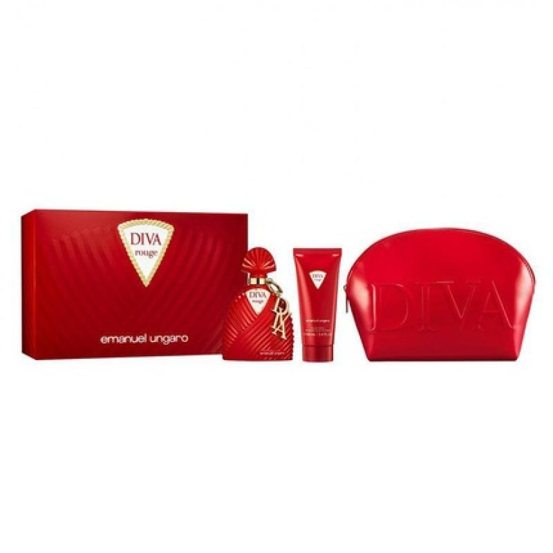 Ungaro Diva Rouge EPV Perfume 100ml with Body Lotion 100ml and Travel Pouch