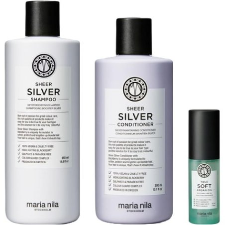 Maria Nila Sheer Silver Neutralizes Golden Shades Violet Pigments Gives Cool Tone 100% Vegan Sulfate Paraben Free