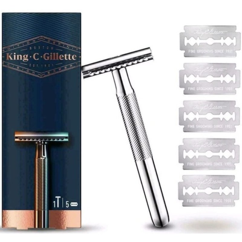 King C. Gillette Double Edge Safety Razor and 5 Blades - Sealed New