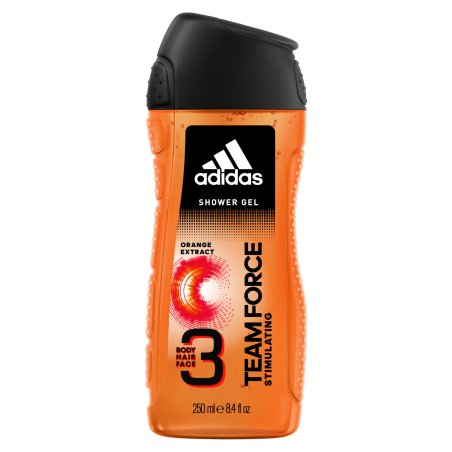 Adidas Team Force 3in1 250 ml Gel douche Hommes Corps et cheveux Orange