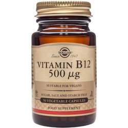 Solgar Vitamin B12 500µg Vegetable Capsules - Easy to Take Form - Support for Nervous System, Heart, and Mind - Vegan