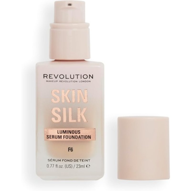 Makeup Revolution Skin Silk Serum Foundation Light to Medium Coverage with Hyaluronic Acid 23ml F6