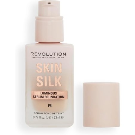 Makeup Revolution Skin Silk Serum Foundation Light to Medium Coverage with Hyaluronic Acid 23ml F6