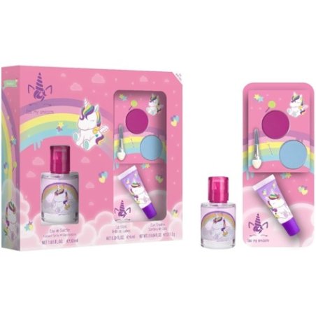 Eau My Unicorn Gift Set for Kids Eau de Toilette Lip Gloss Eye Shadow Palette Brush Vegan FSC Approved