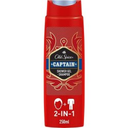 Old Spice Captain 2-in-1 Shower Gel Shampoo for Men with Long-Lasting Fragrance 250ml