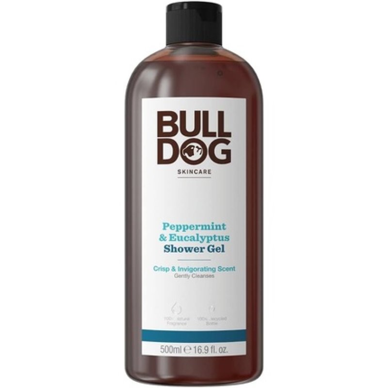Bulldog Peppermint and Eucalyptus Shower Gel Crisp and Invigorating Body Wash 500ml