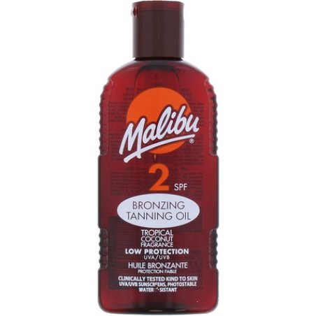 Malibu Low Sun Protection Bronzing Tanning Oil SPF 2 200ml with Tropical Coconut Fragrance
