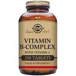 Solgar Vitamin B-Complex with Vitamin C Tablets High Strength Energy Immune and Nervous System Support 250 Tablets