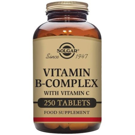Solgar Vitamin B-Complex with Vitamin C Tablets High Strength Energy Immune and Nervous System Support 250 Tablets