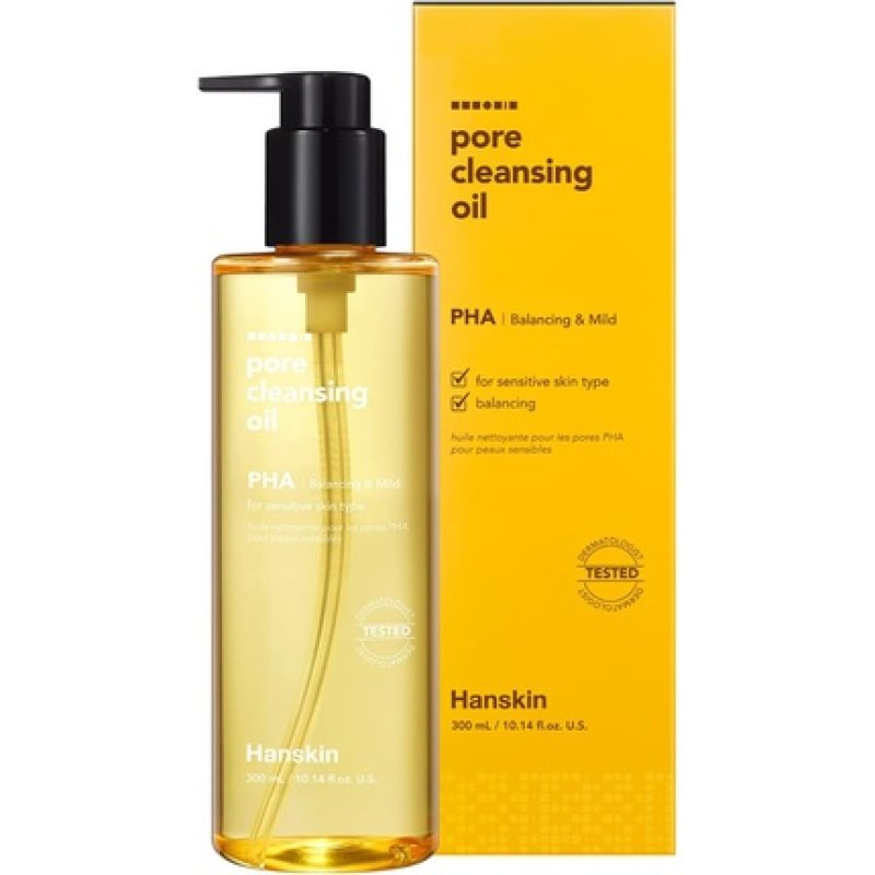Hanskin Pore Cleansing Oil Gentle Blackhead Cleanser and Makeup Remover for Sensitive Skin [PHA] 300ml