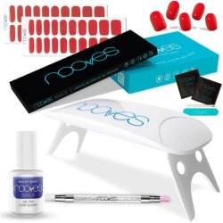 NOOVES Beauty Starter Kit Red with 2 Gel Nail Foils UV/LED Nail Dryer Gel Top Coat Glossy Quartz Dual Stick -