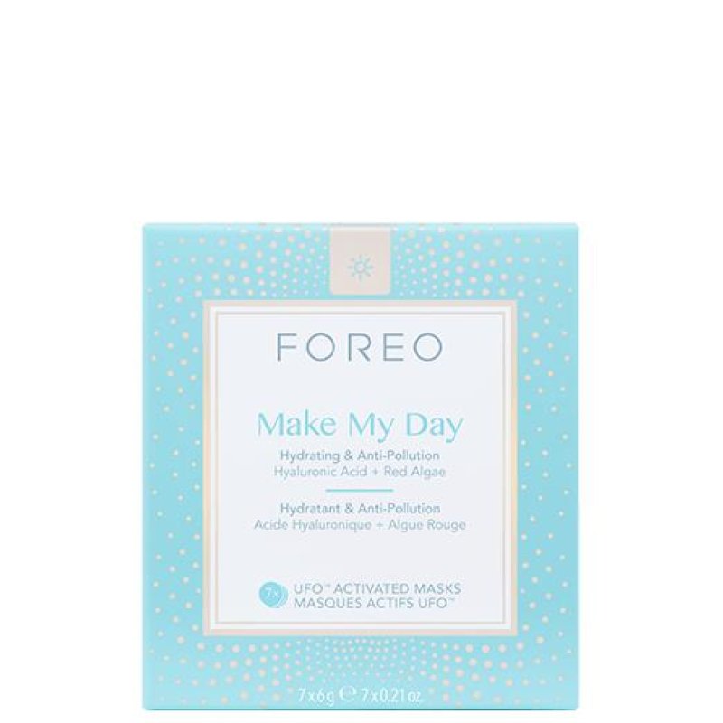FOREO Make My Day UFO Activated Facial Mask for Dry Dehydrated Skin 7 Pack Moisturizing and Anti-pollution Hyaluronic