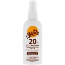 Malibu Sun SPF 20 Lotion Spray Medium Protection Sun Cream with Shea Butter Extract 100ml