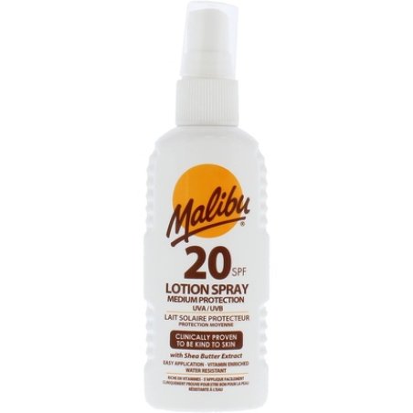 Malibu Sun SPF 20 Lotion Spray Medium Protection Sun Cream with Shea Butter Extract 100ml