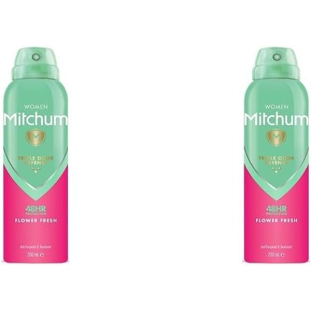 Mitchum Women Triple Odor Defense 48HR Protection Aerosol Deodorant & Anti-Perspirant Flower Fresh 200ml - Pack of 2