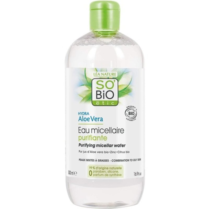 SO'BiO étic Cosmebio Combination/Oily Skin Hydra Aloe Vera Purifying Micellar Water 500ml