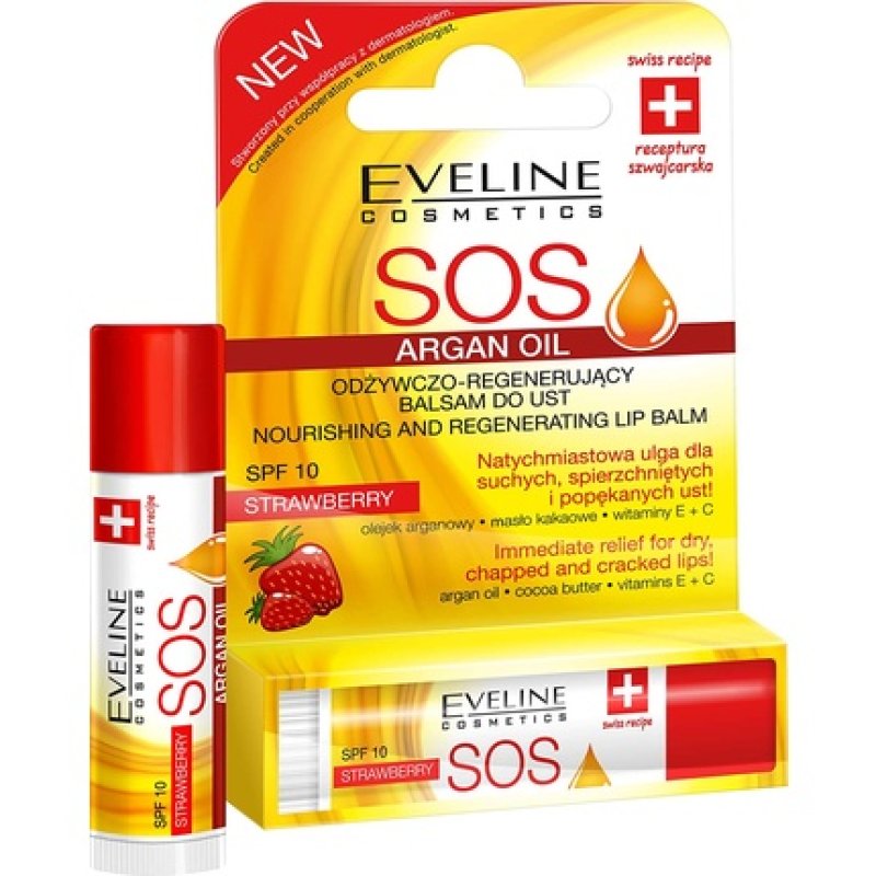 Eveline SOS Argan Oil Nourishing and Regenerating Lip Balm with SPF 10 Classic